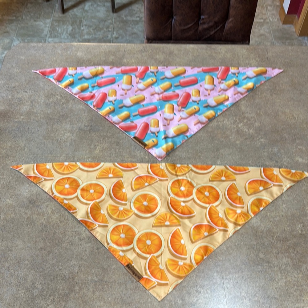 2 Raising Well pet bandanas reversible